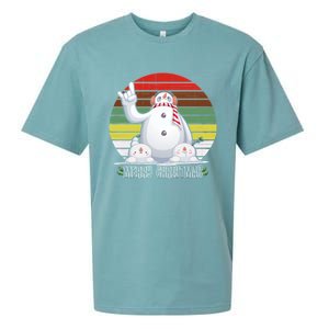 Merry Christmas Retro Snowman Sueded Cloud Jersey T-Shirt