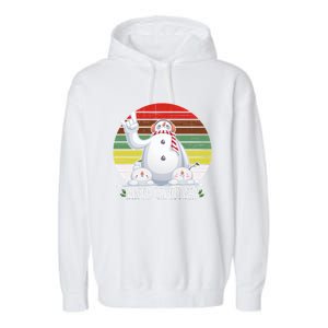 Merry Christmas Retro Snowman Garment-Dyed Fleece Hoodie