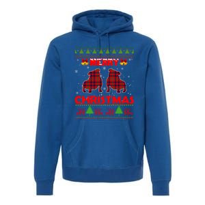 Merry Christmas Red Plaid Bulldog Ugly Xmas Sweater Holiday Gift Premium Hoodie