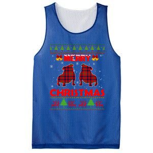 Merry Christmas Red Plaid Bulldog Ugly Xmas Sweater Holiday Gift Mesh Reversible Basketball Jersey Tank