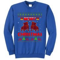 Merry Christmas Red Plaid Bulldog Ugly Xmas Sweater Holiday Gift Tall Sweatshirt