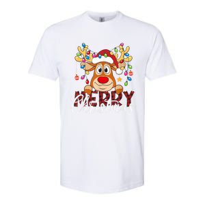 Merry Christmas Reindeer Xmas Family Pajamas Buffalo Plaid Softstyle CVC T-Shirt