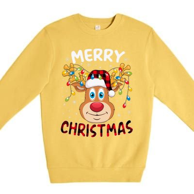 Merry Christmas Reindeer Xmas Family Cute Gift Premium Crewneck Sweatshirt