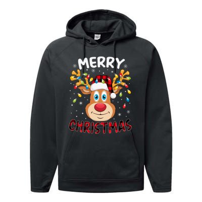 Merry Christmas Reindeer Xmas Family Cute Gift Performance Fleece Hoodie