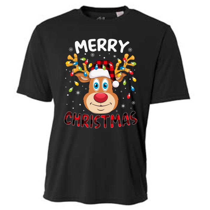 Merry Christmas Reindeer Xmas Family Cute Gift Cooling Performance Crew T-Shirt