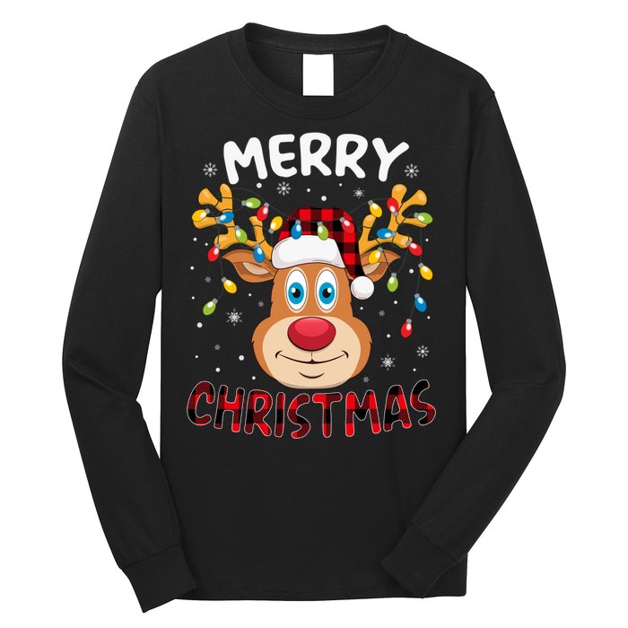 Merry Christmas Reindeer Xmas Family Cute Gift Long Sleeve Shirt