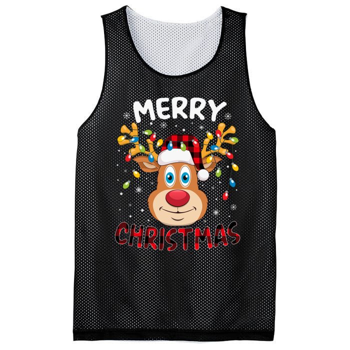 Merry Christmas Reindeer Xmas Family Cute Gift Mesh Reversible Basketball Jersey Tank