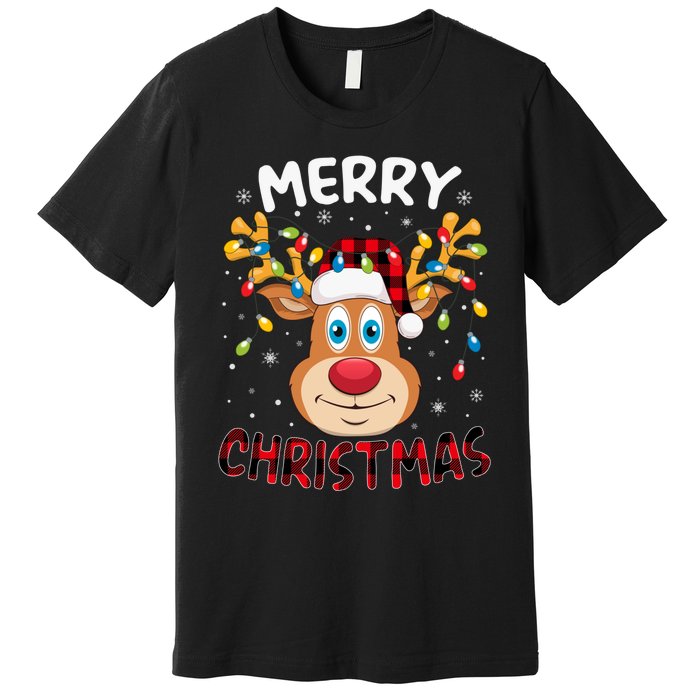 Merry Christmas Reindeer Xmas Family Cute Gift Premium T-Shirt