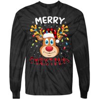 Merry Christmas Reindeer Xmas Family Cute Gift Tie-Dye Long Sleeve Shirt