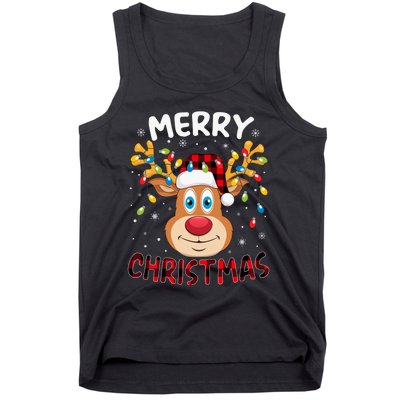 Merry Christmas Reindeer Xmas Family Cute Gift Tank Top