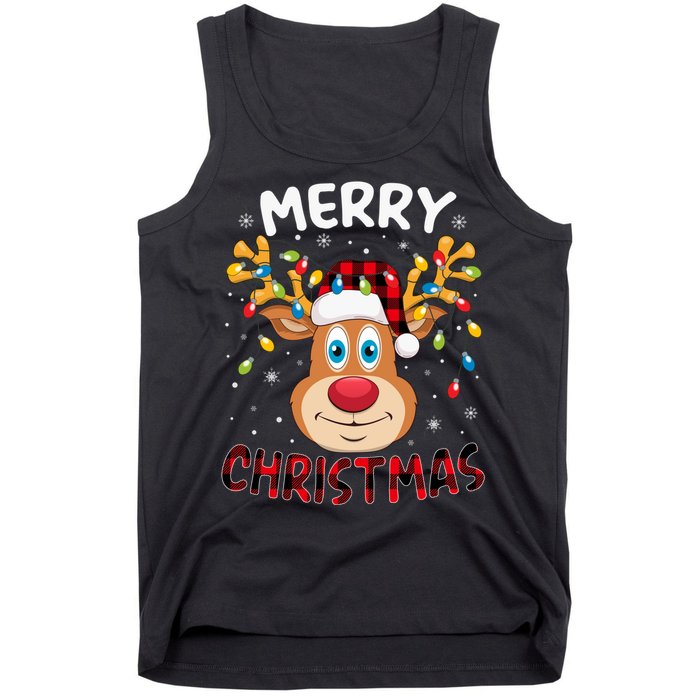 Merry Christmas Reindeer Xmas Family Cute Gift Tank Top