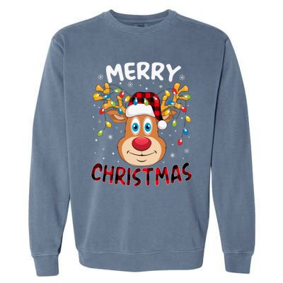 Merry Christmas Reindeer Xmas Family Cute Gift Garment-Dyed Sweatshirt