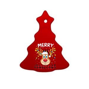 Merry Christmas Reindeer Xmas Family Cute Gift Ceramic Tree Ornament