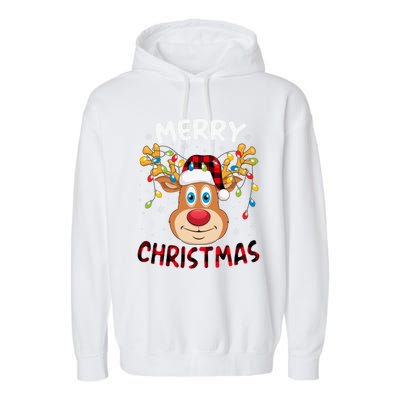 Merry Christmas Reindeer Xmas Family Cute Gift Garment-Dyed Fleece Hoodie