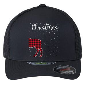 Merry Christmas Red Plaid Buffalo Moose Couples Matching Flexfit Unipanel Trucker Cap