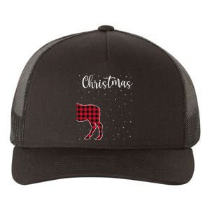 Merry Christmas Red Plaid Buffalo Moose Couples Matching Yupoong Adult 5-Panel Trucker Hat