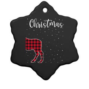 Merry Christmas Red Plaid Buffalo Moose Couples Matching Ceramic Star Ornament