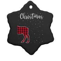 Merry Christmas Red Plaid Buffalo Moose Couples Matching Ceramic Star Ornament