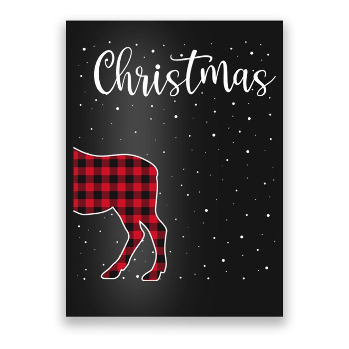 Merry Christmas Red Plaid Buffalo Moose Couples Matching Poster