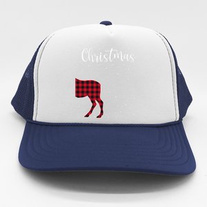 Merry Christmas Red Plaid Buffalo Moose Couples Matching Trucker Hat