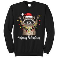 Merry Christmas Raccoon Santa Hat Xmas Light Pjs Sweatshirt