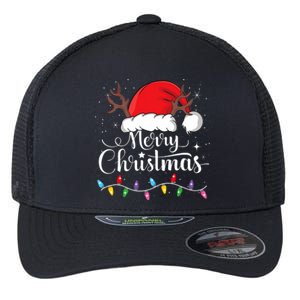 Merry Christmas Red Santa Hat Reindeer Xmas Family Flexfit Unipanel Trucker Cap