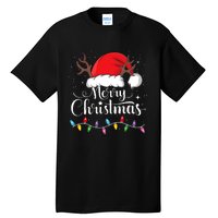 Merry Christmas Red Santa Hat Reindeer Xmas Family Tall T-Shirt