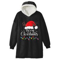 Merry Christmas Red Santa Hat Reindeer Xmas Family Hooded Wearable Blanket