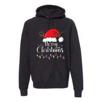 Merry Christmas Red Santa Hat Reindeer Xmas Family Premium Hoodie