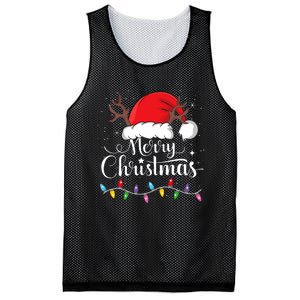 Merry Christmas Red Santa Hat Reindeer Xmas Family Mesh Reversible Basketball Jersey Tank