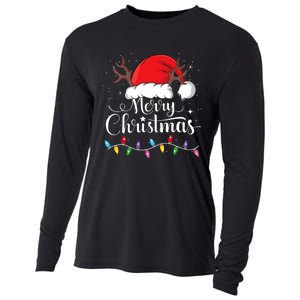 Merry Christmas Red Santa Hat Reindeer Xmas Family Cooling Performance Long Sleeve Crew