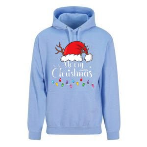 Merry Christmas Red Santa Hat Reindeer Xmas Family Unisex Surf Hoodie