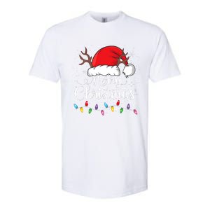 Merry Christmas Red Santa Hat Reindeer Xmas Family Softstyle CVC T-Shirt