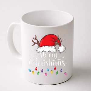 Merry Christmas Red Santa Hat Reindeer Xmas Family Coffee Mug