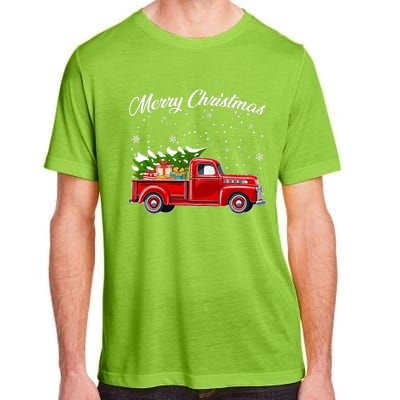 Merry Christmas Red Truck Xmas Adult ChromaSoft Performance T-Shirt