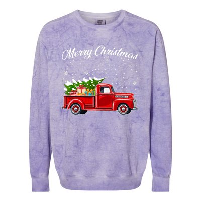 Merry Christmas Red Truck Xmas Colorblast Crewneck Sweatshirt