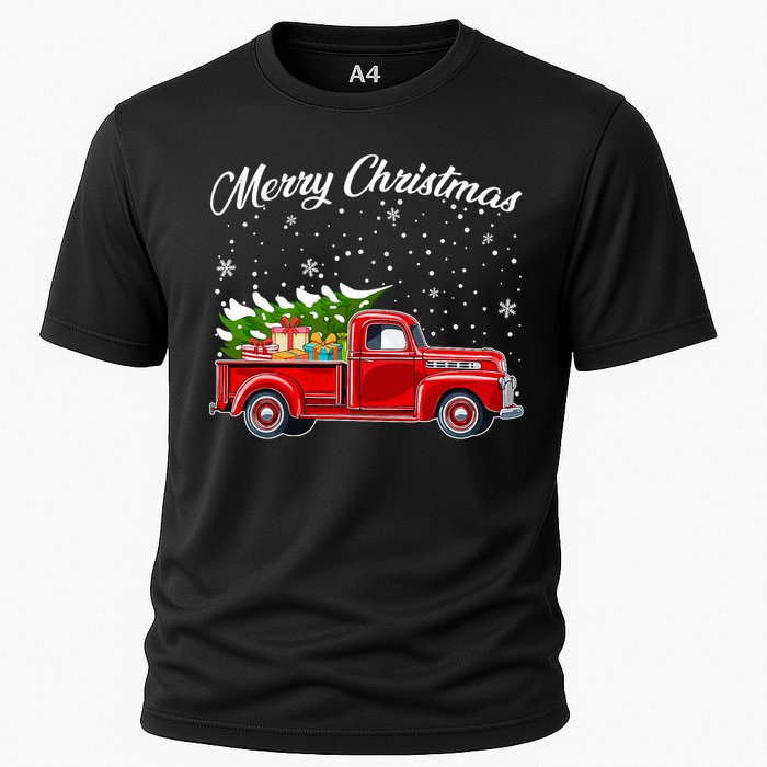 Merry Christmas Red Truck Xmas Cooling Performance Crew T-Shirt