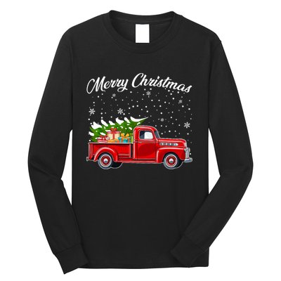 Merry Christmas Red Truck Xmas Long Sleeve Shirt