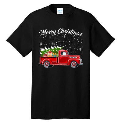 Merry Christmas Red Truck Xmas Tall T-Shirt