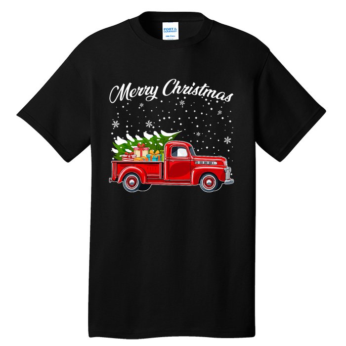 Merry Christmas Red Truck Xmas Tall T-Shirt