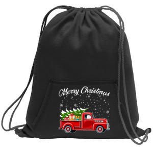 Merry Christmas Red Truck Xmas Sweatshirt Cinch Pack Bag