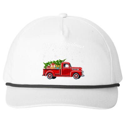 Merry Christmas Red Truck Xmas Snapback Five-Panel Rope Hat