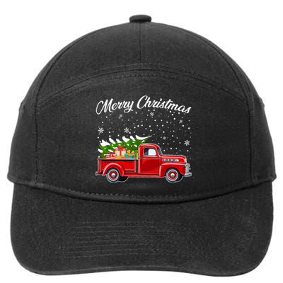 Merry Christmas Red Truck Xmas 7-Panel Snapback Hat