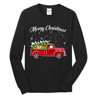 Merry Christmas Red Truck Xmas Tall Long Sleeve T-Shirt