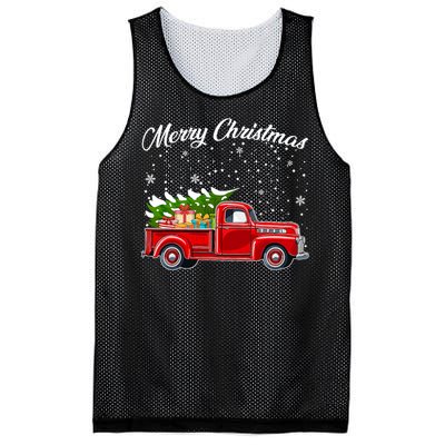 Merry Christmas Red Truck Xmas Mesh Reversible Basketball Jersey Tank