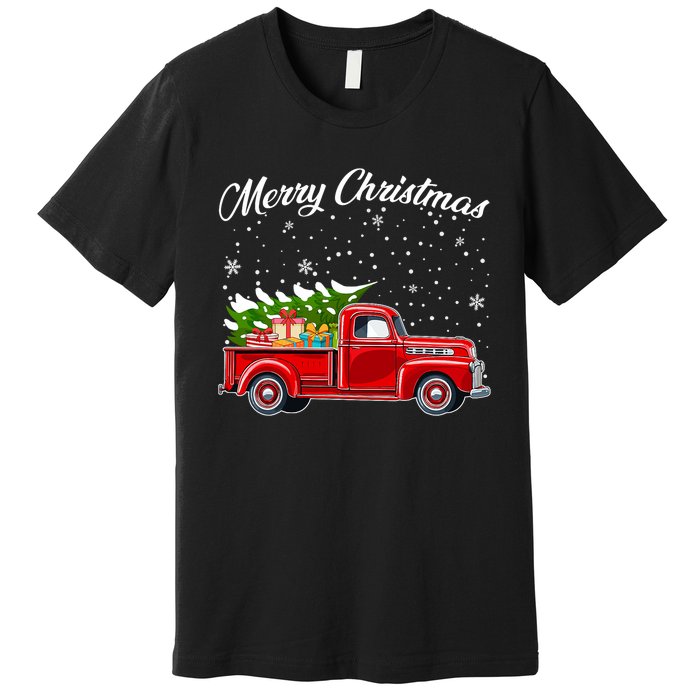 Merry Christmas Red Truck Xmas Premium T-Shirt