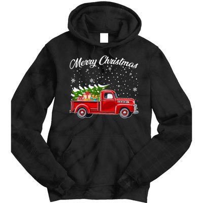 Merry Christmas Red Truck Xmas Tie Dye Hoodie