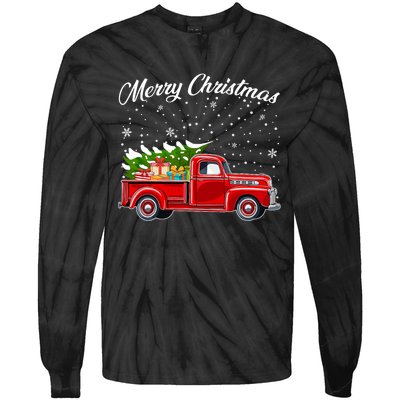 Merry Christmas Red Truck Xmas Tie-Dye Long Sleeve Shirt