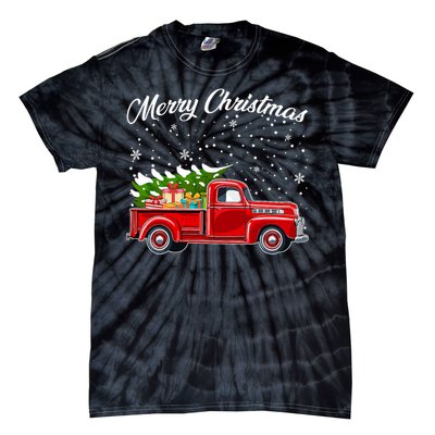 Merry Christmas Red Truck Xmas Tie-Dye T-Shirt