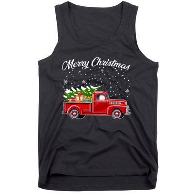 Merry Christmas Red Truck Xmas Tank Top